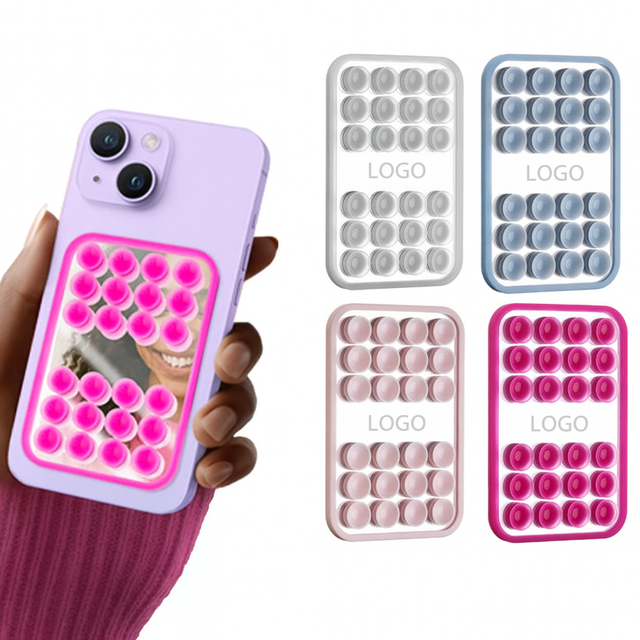 Wholesale Custom logo Silicone Suction Phone Grip Mirror Pad Strong Adhesive Mobile Mount Portable Suction Cup Phone Holder