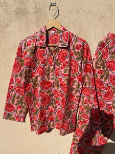 Bloc imprimé coton dames porter chemise pantalon nuit costume indien tissu pyjama ensemble mariée nuit costume - Product Image 5