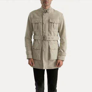 High Street Wear Abrigo de cuero de la mejor calidad para hombres Ropa de calle Abrigo de cuero de tela suave para hombres - Product Image 2