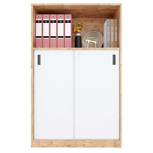 Archivador Minimalista de 3 Niveles de Madera de Caucho con Puertas Corredizas con Cerradura y Características Ajustables para Oficina, Taller, Dormitorio-THS68029 - Product Image 2