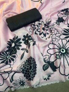 Tela de seda étnica Super Hit suave con diseño floral y trabajo de corte de borde Zarkhand respetuoso con el medio ambiente y estirable para todas las ocasiones - Product Image 3