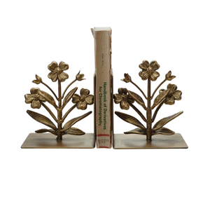 ที่ตั้งหนังสือรูปทรงดอกไม้ทำจากเหล็กหล่องานหัตถกรรมทำจากโลหะสีทองชุดละ2ชิ้น - Product Image 1