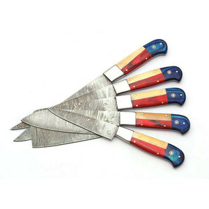 Juego de Cuchillos de Cocina Burraq, Hechos a Mano, de Acero al Carbono, 5 Piezas, Profesionales, con Mango de Madera, Ecológicos, Aptos para Lavavajillas, Regalo para Chefs - Product Image 3