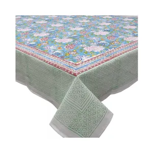 Mantel de algodón de la India hecho a mano bloque de mano impreso bordado manteles de algodón puro hechos a mano con cuidado para la venta