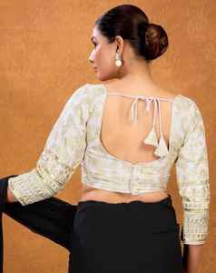 Collection de blouses de créateurs de prêt-à-porter de qualité supérieure sans effort Banarasi Silk Elegant Vintage Fashion Element - Product Image 2
