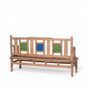 Banco de Madera Sólida Rústico, Tradicional y Moderno para Exteriores, para Patio, Jardín, Parque, Comedor, Escuela, Hogar, con Diseño de Tela - Product Image 4