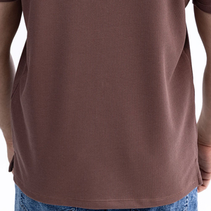 Customizable 100% Breathable Anti-Shrink Eco-Friendly Printed <b>Men's</b> Summer Casual <b>Brown</b> Thermal Jacquard Cotton Poplin Shirt - Product Image 6