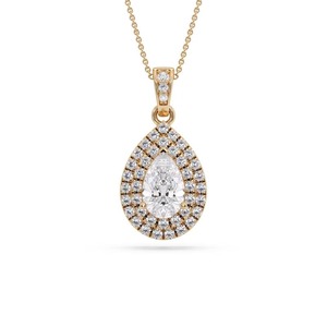 Colgante de Doble Halo con Diamante Corte Pera de 0.50 Ct, Diamante Cultivado en Laboratorio en Platino, para Bodas, Compromisos y Fiestas - Product Image 3