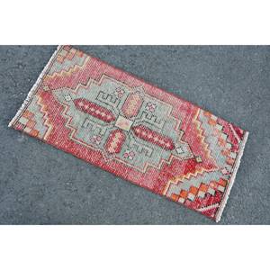Vintage Turkish Kilim Rug 14' X 31' <b>Red</b> Gray Patchwork Pattern Wool <b>Material</b> Latex Backing 10mm for Living Room Hallway - Product Image 4