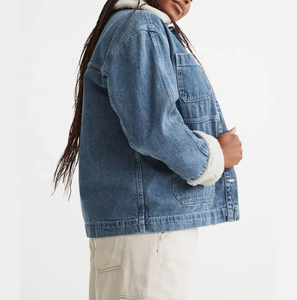 Chaqueta vaquera Lisa personalizada de fábrica, chaqueta vaquera básica para mujer, chaqueta vaquera corta azul clásica - Product Image 2