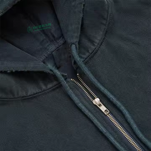 Veste à fermeture éclair intégrale personnalisée OEM avec logo brodé, en polaire 100% polyester, à séchage rapide, respirante et effet délavé soleil - Product Image 4