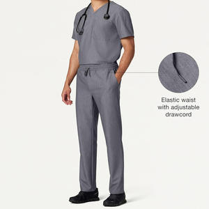 Pantalones de fregado de diseño personalizado para trabajadores de la salud cintura elástica tela cómoda uniforme profesional - Product Image 4