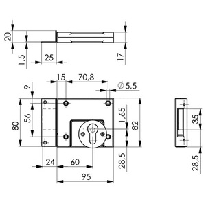 Cerradura para Muebles AMF Riegelschloss 49 DIN Izquierda/Derecha BB con Lámina Angular Dornma 60 mm - Product Image 3