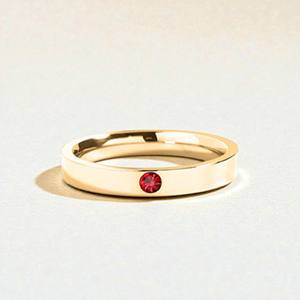 Anillo de Plata de Ley 925 con Cuarzo Rubí de 3 mm y Circonita Cúbica - Anillo Apilable Facetado - Piedra de Nacimiento de Julio - Joyería Elegante de Promesa - Product Image 1