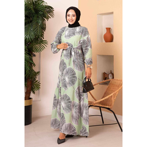 Robe Hijab Col Ras du Cou en Viscose Vert - Product Image 3