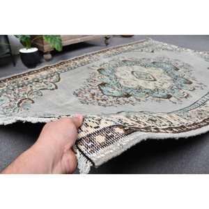 พรมตุรกีขนสัตว์แฮนด์เมดสีเบจสีเทาคลาสสิกขนาด5.1x8.4ฟุตการเย็บปะติดปะต่อกันห้องรับประทานอาหารกองกลางเป็นมิตรกับสิ่งแวดล้อม - Product Image 3