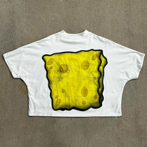 Camiseta de Hip Hop de gran tamaño de 100% algodón para hombre, camisetas gráficas con estampado de pantalla de peso pesado GSM de secado rápido 280 - Product Image 4