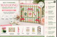 Kit de broderie Mahjong auto-finissant pour trousse de maquillage, sac à fermeture éclair en toile avec guide de couleurs DIY, pochette auto-finissante à trois côtés, pour adolescents