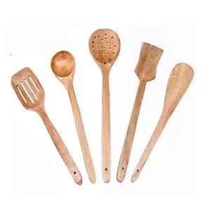 Utensilio de cocina de teca natural ecológico, cuchara de madera, juego de espátula para freír, espátula para servir Chapati, postre, cucharas de arroz. - Product Image 3
