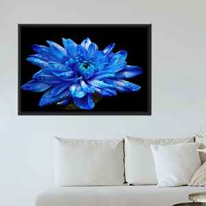 Elegant Blue Flower Printed Canvas Art - Modern Botanical Wall Decor,1P:Black <b>Framed</b> - Product Image 1