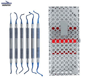 Kit d'instruments de microchirurgie parodontale VISTA 1 personnalisé pour tunneling, manuel, classe I, 6 pièces - Titane bleu, approuvé CE - Product Image 1