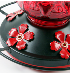 Кормушка для птиц из стекла объемом 22 унции с металлической подставкой в виде цветка – уличная подвесная кормушка для птиц - Product Image 3