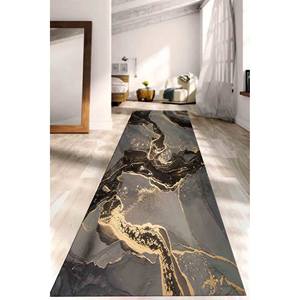 Black Marble <b>Rug</b>: Gold Veins, Modern Indoor/<b>Outdoor</b> Decor,Chenille <b>Rug</b> - Product Image 4