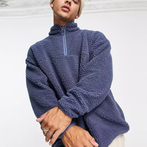 Personalizado 380gsm 100% algodón primavera hombres ropa de calle personalizada de gran tamaño Casual peso pesado Borg polar pulóver sudadera - Product Image 4