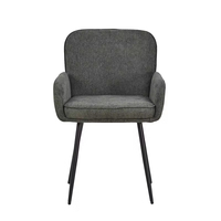 Chaise de salle à manger contemporaine en tissu gris, fauteuil rembourré avec dossier et assise rembourrés, pieds en métal noir, mobilier pour la maison et les restaurants