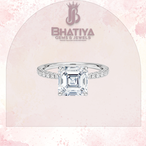 Asscher Cut 1-3 CT Lab Grown Center Stone Anillo de compromiso 10K/14K/18K IGI Anillo solitario certificado - Product Image 5