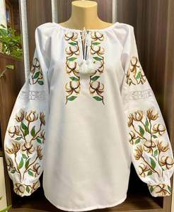 Top elegante camisa bordada de lino de algodón blusa Casual para mujeres 2025 Venta caliente blusa bordada ucraniana para adultos - Product Image 1