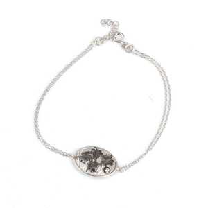 Pulsera de Cadena con Patrón de Hojas en Oro Blanco de 14K y Plata de Ley 925 con Diamantes y Perlas, Bañada en Rodio, Estilo Religioso - Product Image 1
