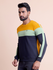 Premium alta calidad 100% algodón cómodo Loopknit corte y coser manga completa cuello redondo sudadera - Product Image 4