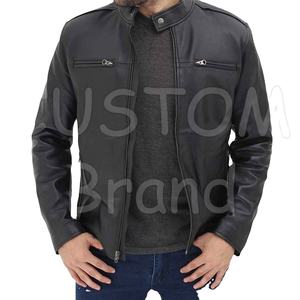 Veste motard unisexe en cuir vieilli personnalisée et durable en laine de haute qualité avec logo à l'avant-City Customizable High Street Clothing - Product Image 5