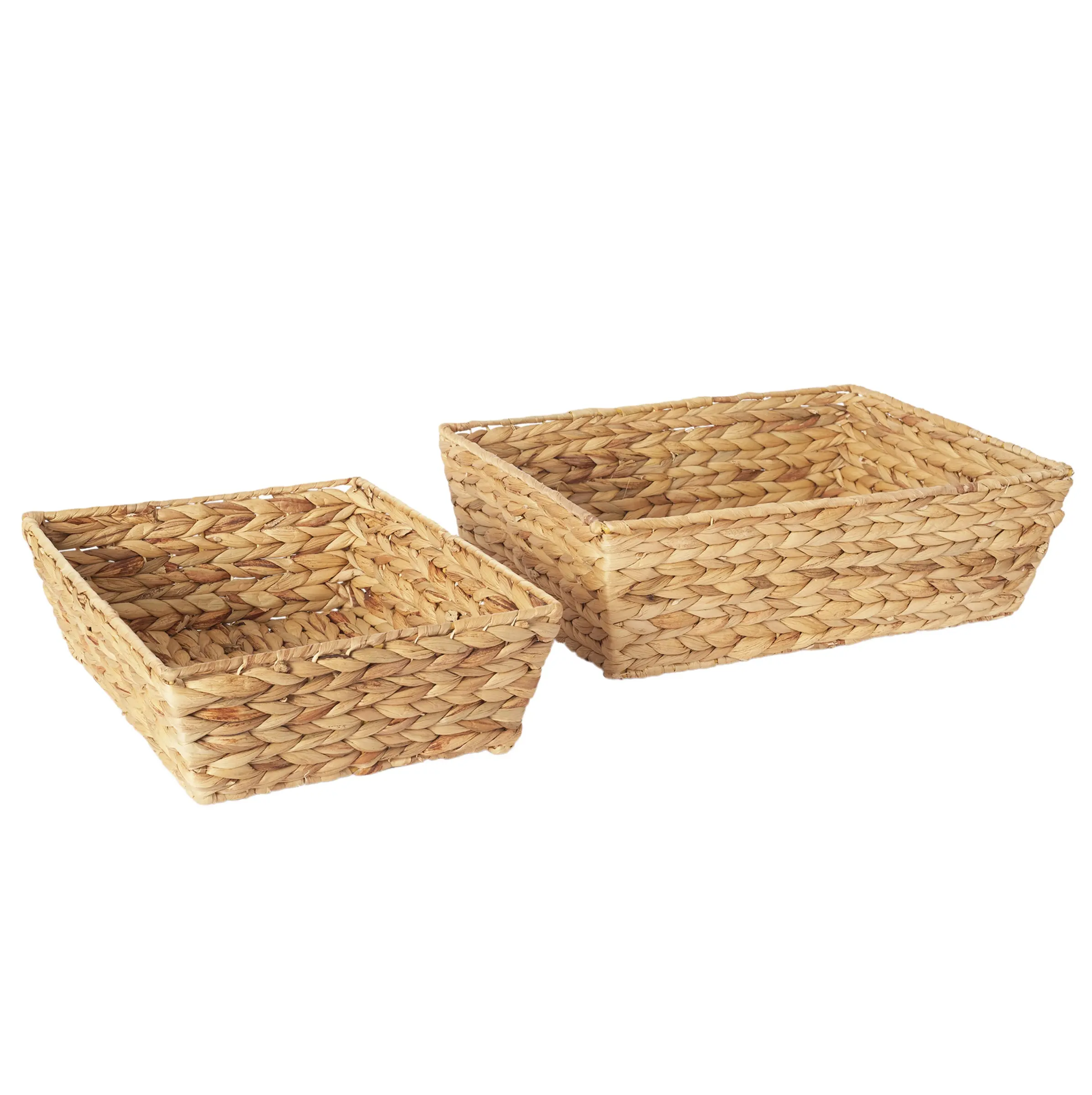 Set of 4 Woven Water Hyacinth Baskets with Handle Handmade Woven Water Hyacinth Basket Storage Baskets Storage Potential