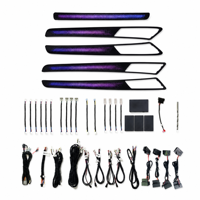 Kit de 4 feux LED à fibres optiques pour voiture, effet ciel étoilé, avec télécommande vocale et application, lampe d'ambiance intérieure automobile 12V, kit de plafonnier bleu étoilé