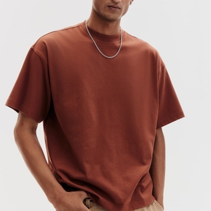 เสื้อยืดสีพื้นหนาผ้าฝ้าย100% ฤดูร้อนคอกลมสำหรับผู้ชายคลาสสิกคุณภาพสูงแนวลำลอง - Product Image 1