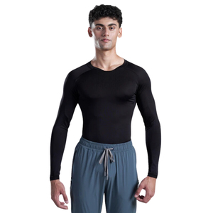 Người Đàn Ông Của Dài Tay Áo Nhanh Chóng Khô Nén Áo Sơ Mi Biểu Tượng Tùy Chỉnh Phòng Tập Thể Dục Bodysuit Với Dưới Cơ Sở Lớp Thể Thao Jumpsuit - Product Image 1