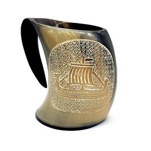 Taza de cuerno para beber Natural hecha a mano antigua Medieval diseño tallado vikingo jarra de percolador altamente acabada - Product Image 3