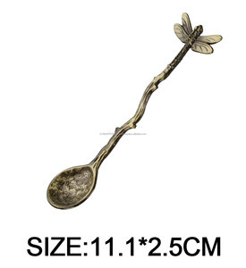 <b>Antique</b> Starfish Embossed Straight Handle Drop-shaped Spoon bowl 5 Pieces Coffee Spoons <b>Set</b> - Product Image 3