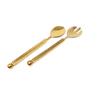 Design Brass Salad Serving <b>Spoon</b> Tools with Handle Salad Fork and <b>Spoon</b> with Customized Logo Packaging - Product Image 1