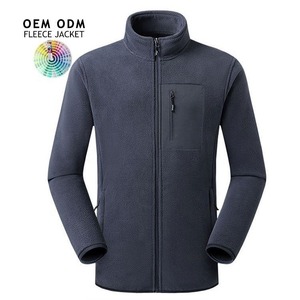 Chaqueta catiónica de lana de poliéster 100% personalizada OEM al por mayor de alta calidad para hombres con cuello levantado y cremallera completa con cortavientos para invierno - Product Image 4