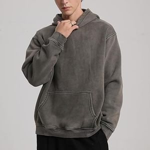 Sudaderas Casuales de Invierno para Hombre, Color Sólido, 100% Algodón, Impermeables, con Bolsillo de Forro Polar, Corte Regular - Product Image 4