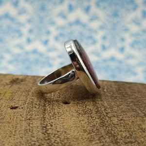Anillo de piedra ovalada de Rodonita Natural de Plata de Ley 925, anillo hecho a mano, joyería de sello 925, anillo de piedras preciosas, joyería al por mayor - Product Image 4