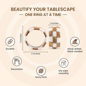 Mango Wood Napkin Rings With <b>Epoxy</b> Resin Great Tabletop Decor for Everyday Family Gatherings & Easter Dinning <b>Table</b> - Product Image 6