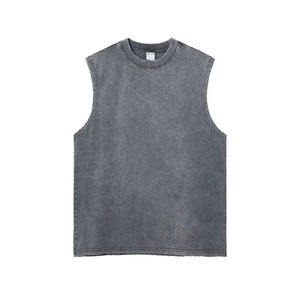 Personalización de alta calidad Camiseta sin mangas lavada de gran tamaño 230 gramos 100% algodón Color sólido Hombres Camisas sin mangas - Product Image 2
