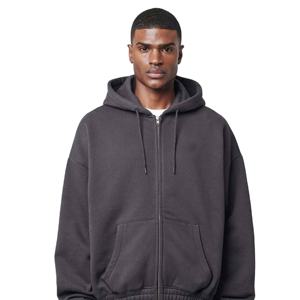Por encargo Premium 100% algodón Fleece Drop Shoulder Zipper Hoodies con cuerda ajustable Hecho Logo Warm Hoodies Color Block - Product Image 2