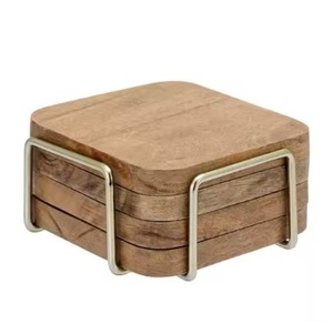 Natural Wooden Coaster With Leaf Etching Luxury <b>Table</b> <b>Decorative</b> Home Office Restaurants Pads <b>Top</b> Trending - Product Image 3