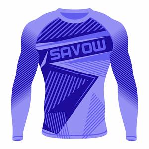 Wholesale Men Compression Rash Guard Long <b>Sleeve</b> MMA BJJ Surf Top UV <b>Protective</b> Quick Dry Fitness Shirt OEM - Product Image 5