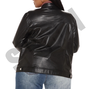 Veste en cuir noir personnalisé de qualité supérieure pour dames manteau d'hiver chaud et léger avec fermeture à bouton vêtements de bureau sexy en cuir véritable - Product Image 5